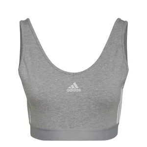 Vente flash 💯 Fitness Femme Adidas Brassière Avec Coussinets Amovibles Femme Adidas Essentials 3-stripes GRIS 🔥 Achat 16