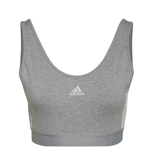 Vente flash 💯 Fitness Femme Adidas Brassière Avec Coussinets Amovibles Femme Adidas Essentials 3-stripes GRIS 🔥 Achat 6