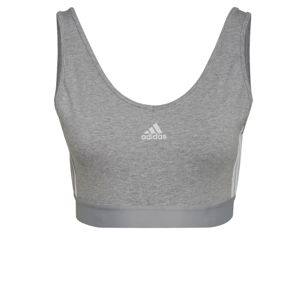 Vente flash 💯 Fitness Femme Adidas Brassière Avec Coussinets Amovibles Femme Adidas Essentials 3-stripes GRIS 🔥 Achat 1