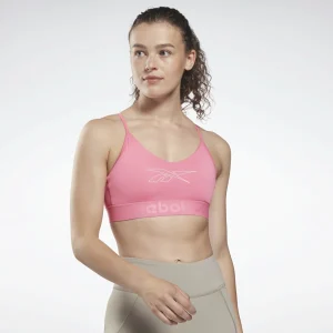 Sortie 👏 Fitness Femme Reebok Brassière Femme Reebok Grand Logo ROSE ⭐ Vente 12