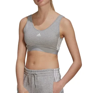 Vente flash 💯 Fitness Femme Adidas Brassière Avec Coussinets Amovibles Femme Adidas Essentials 3-stripes GRIS 🔥 Achat 14