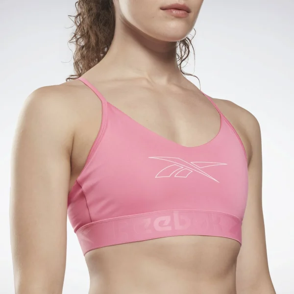 Sortie 👏 Fitness Femme Reebok Brassière Femme Reebok Grand Logo ROSE ⭐ Vente 3